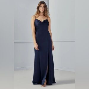 Navy Amsale Chloe bridesmaids dress